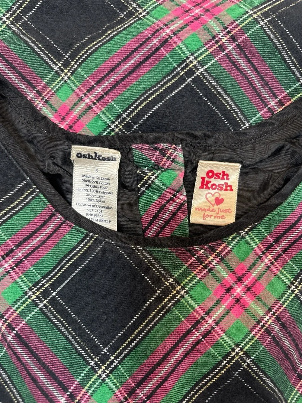 Girls Sleeveless Plaid Fit-and-Flare Dress - Black & Pink